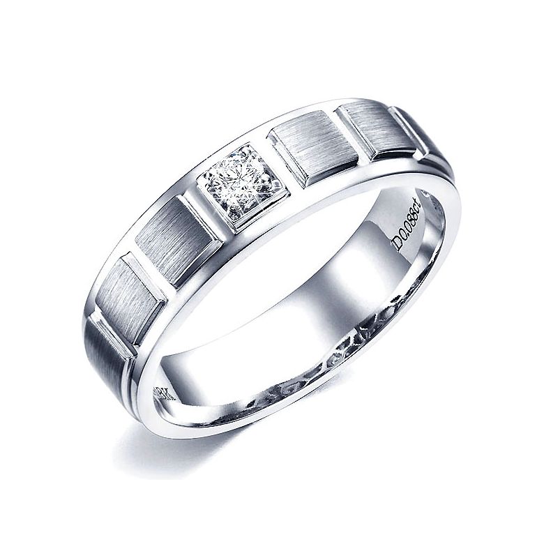 Bague en or blanc pour Homme. Finition polie et brossée. Diamant | Elbow - 1