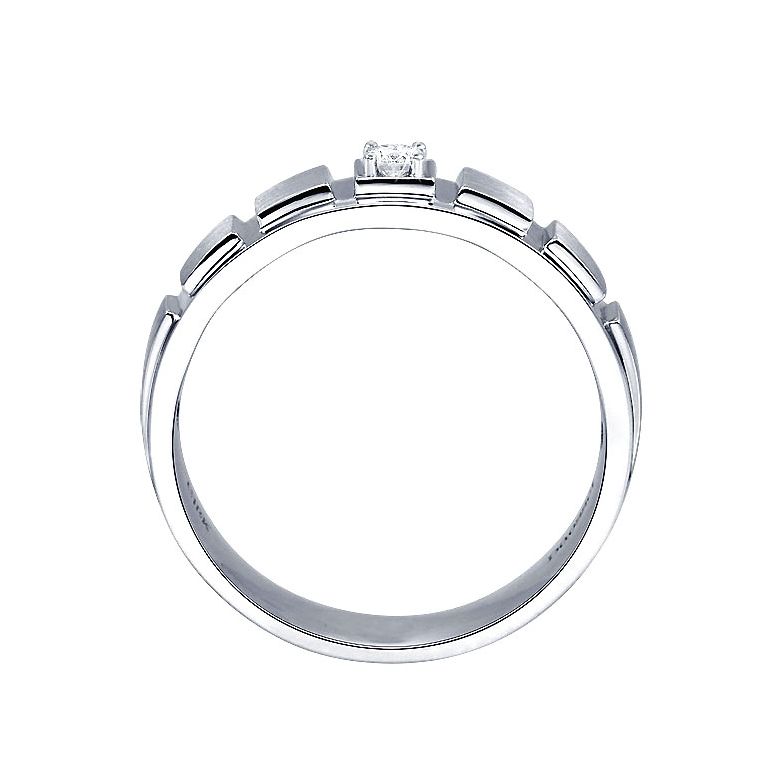 Bague en or blanc pour Homme. Finition polie et brossée. Diamant | Elbow - 3