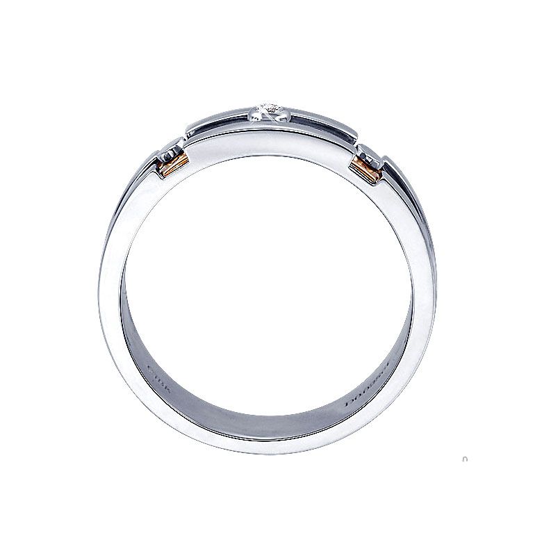 Bague anneau originale pour Homme - Métal 2 ors 18cts - Diamant - 3