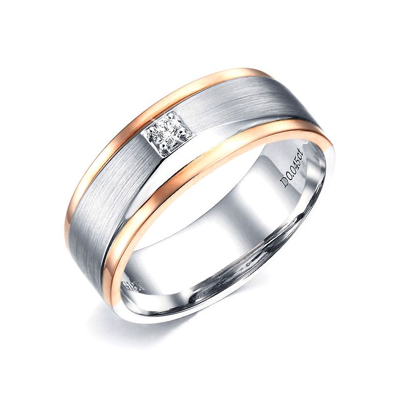 Bague Homme. Or blanc & rose 18cts, Diamants 0.045ct | Richard - 1