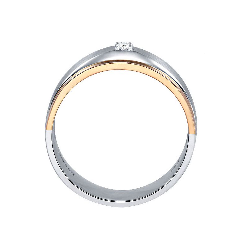 Bague Homme. Or blanc & rose 18cts, Diamants 0.045ct | Richard - 3