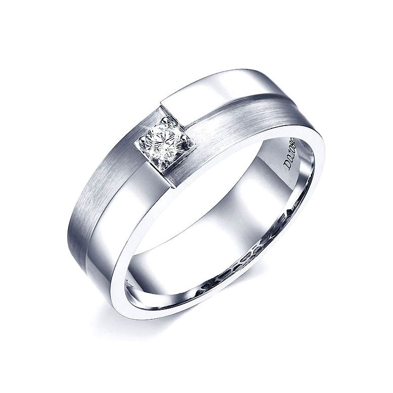 Bague or blanc et diamant pour homme - Style épuré, sobre et moderne - 1