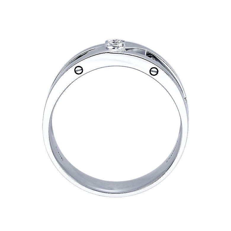 Bague or homme esthétique - Diamant clos - Or blanc 750/1000 - 5