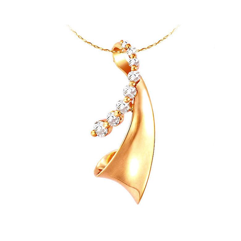 Création contemporaine d'un pendentif or jaune et diamants 0.29ct - 1