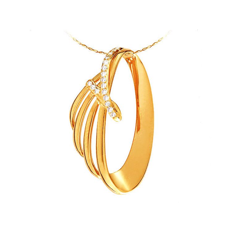 Pendentif or jaune océan du monde - À la forme écailleuse - Diamants - 1