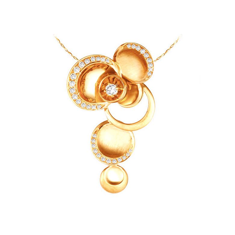 Pendentif or jaune 18 carats - 3 arc en diamants - 1
