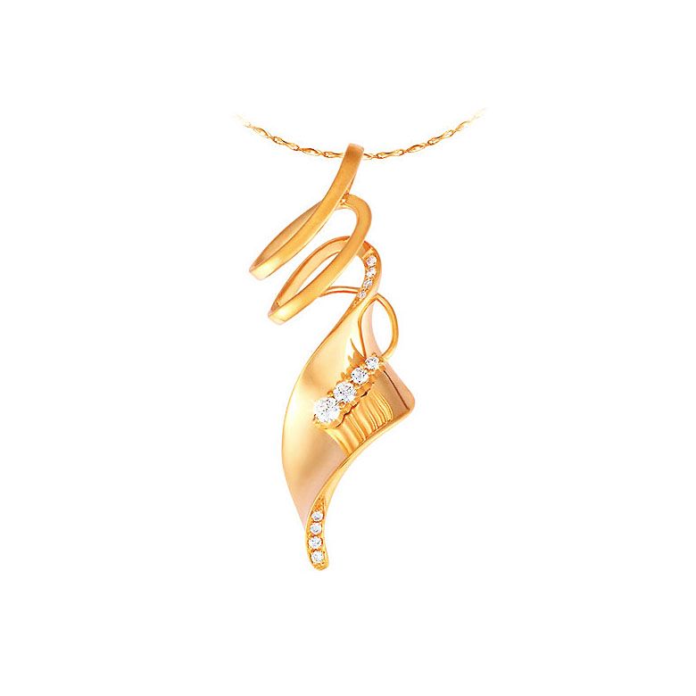 Pendentif or jaune 18 carats - Symbole de l'esprit - Diamants 0.14ct - 1