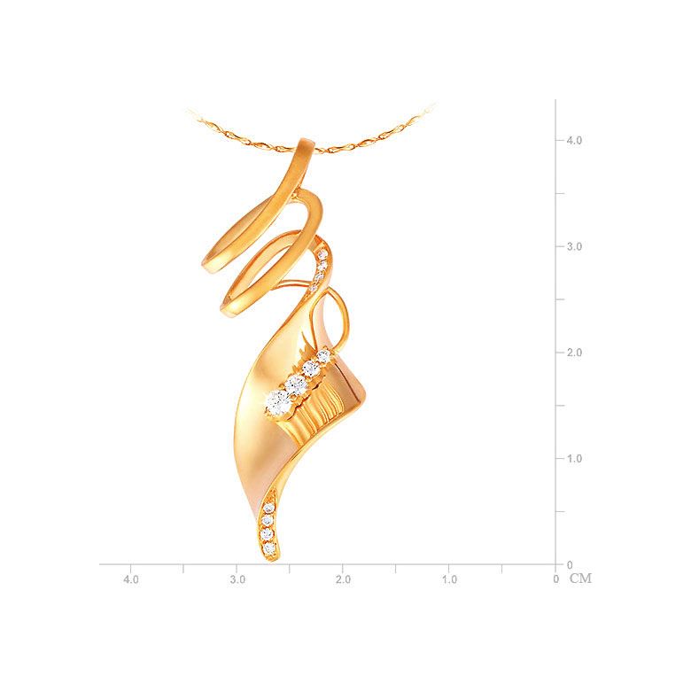Pendentif or jaune 18 carats - Symbole de l'esprit - Diamants 0.14ct - 2
