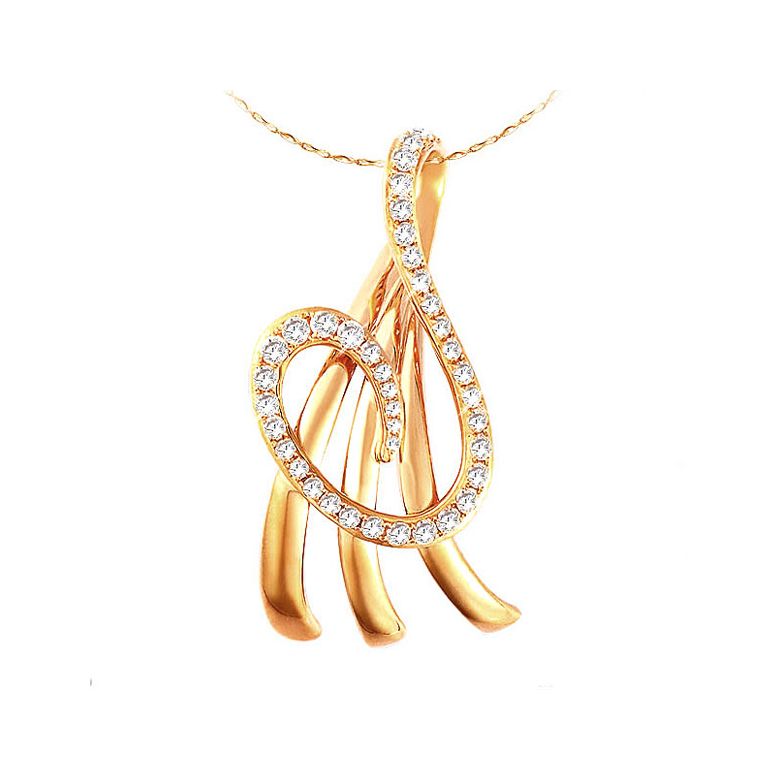 Pendentif or jaune Dieu de la Mer - Pavage en diamants élégant - 1