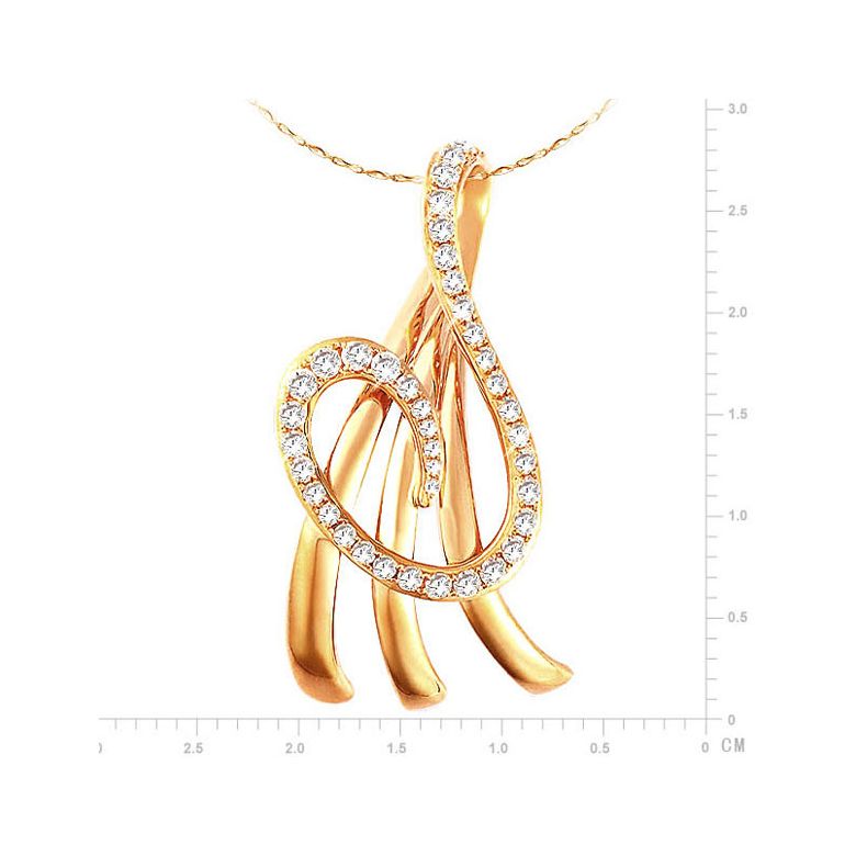Pendentif or jaune Dieu de la Mer - Pavage en diamants élégant - 2