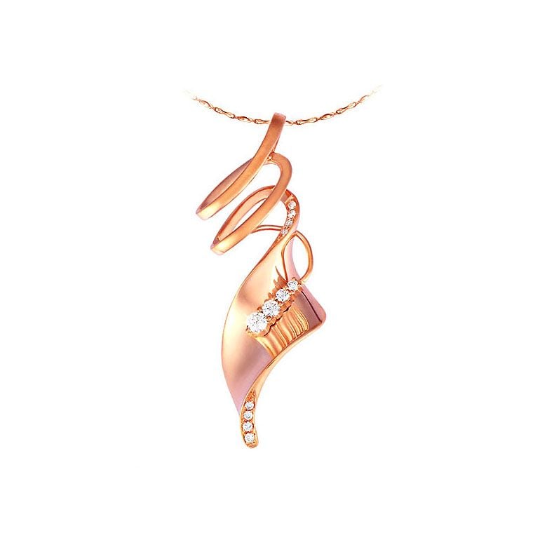 Pendentif or rose - Esprit tourbillonnant - Serti 12 diamants 0.14ct - 1