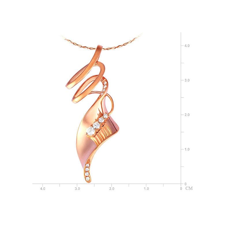 Pendentif or rose - Esprit tourbillonnant - Serti 12 diamants 0.14ct - 2