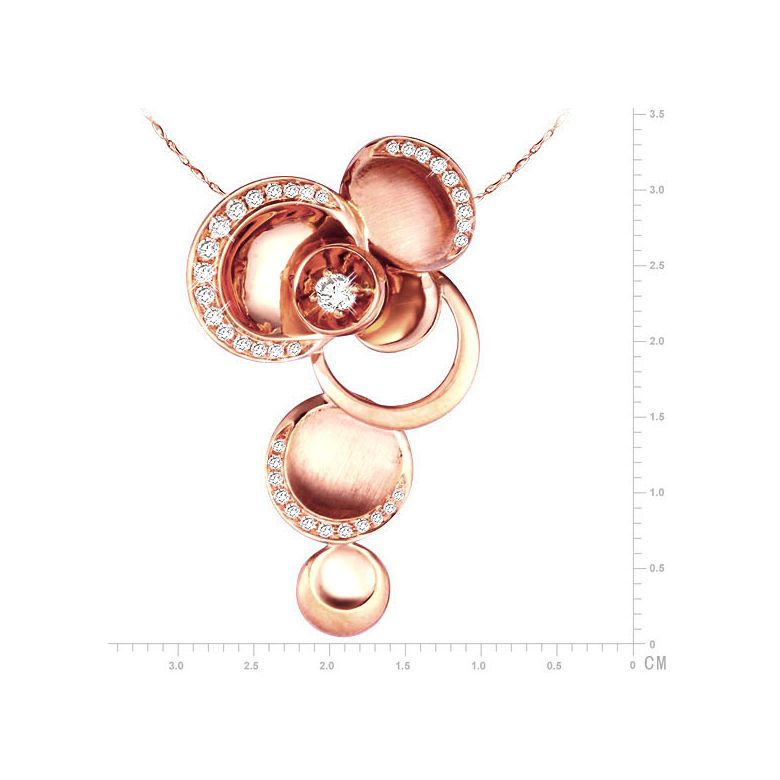 Pendentif raffiné courbes or rose - Diamants 0.319ct - 3