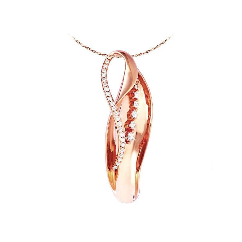 Création pendentif or rose - Naissance du végétal - Diamants sertis - 1