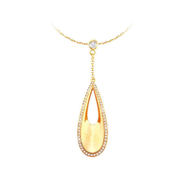 Pendentif Eau - Bijou poétique et créatif en or jaune et diamants - 1