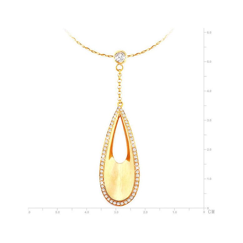 Pendentif Eau - Bijou poétique et créatif en or jaune et diamants - 2