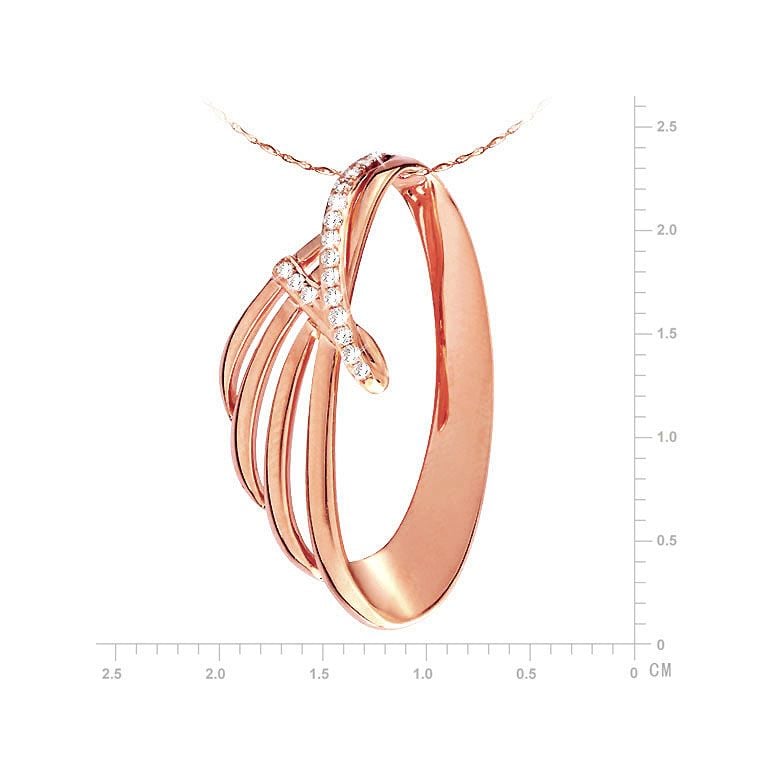 Pendentif contemporain océan et forme écailleuse - Or rose, diamants - 2