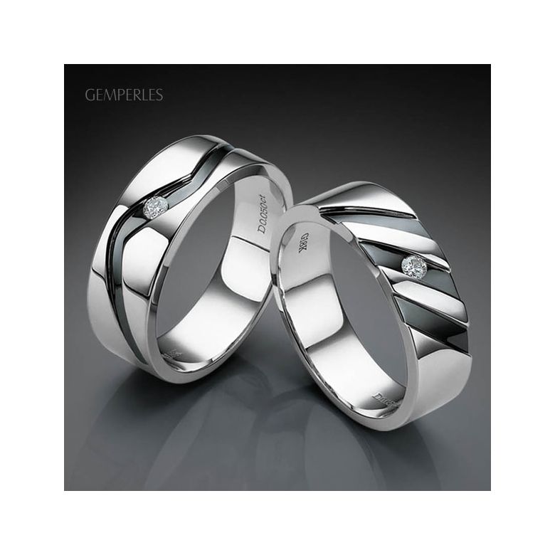 Bague stylisée homme or gris - Or blanc 18cts & Diamant | Marcus - 3