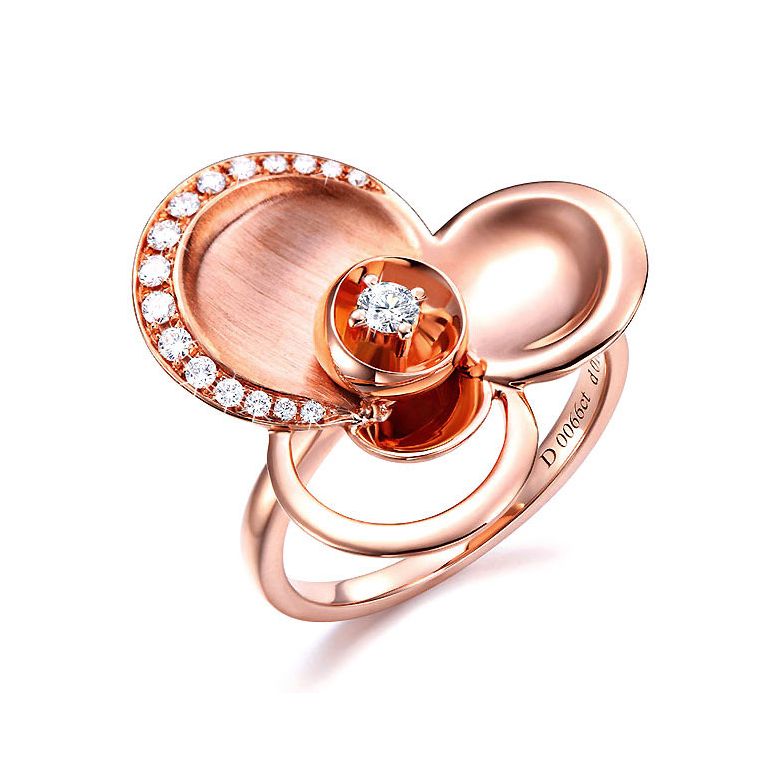 Bague diamants - Bague de fiançaille - En or rose 18 carats  - 1