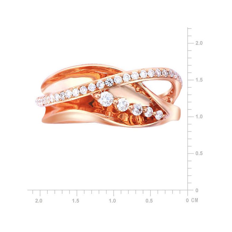 Fiançaille bague - Bague en or rose 18cts - 35 Diamants de 0.33ct - 2