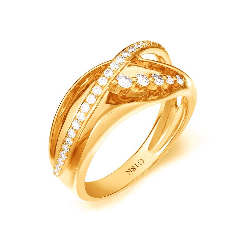 Fiançaille bague - Bague en or jaune 18cts - 35 Diamants de 0.33ct - 1