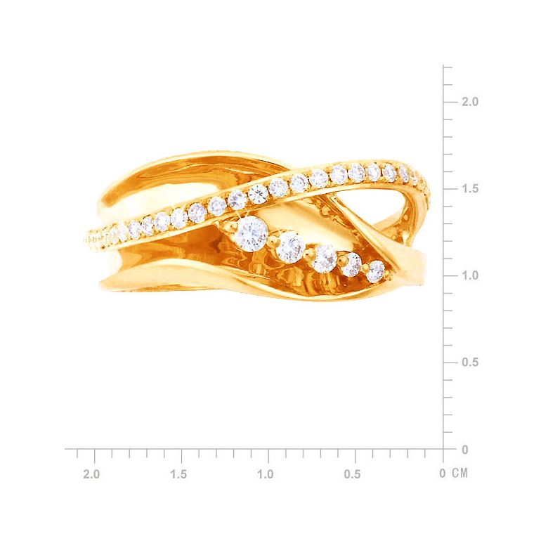 Fiançaille bague - Bague en or jaune 18cts - 35 Diamants de 0.33ct - 2