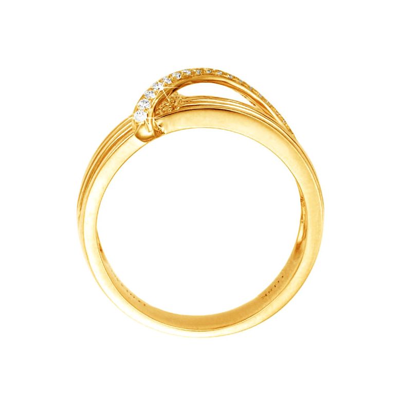 Bague 4 anneaux liés - Or jaune - Diamants sertis grains - 3