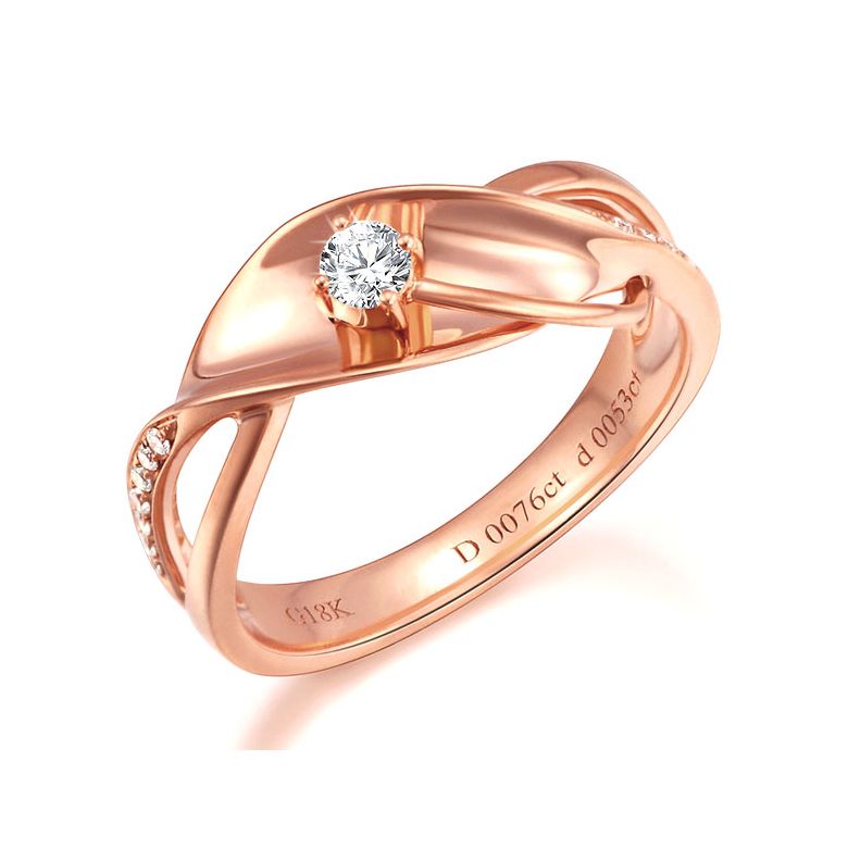 Bague fiançaille en or rose 750/1000 - Diamants 0.15ct - 1