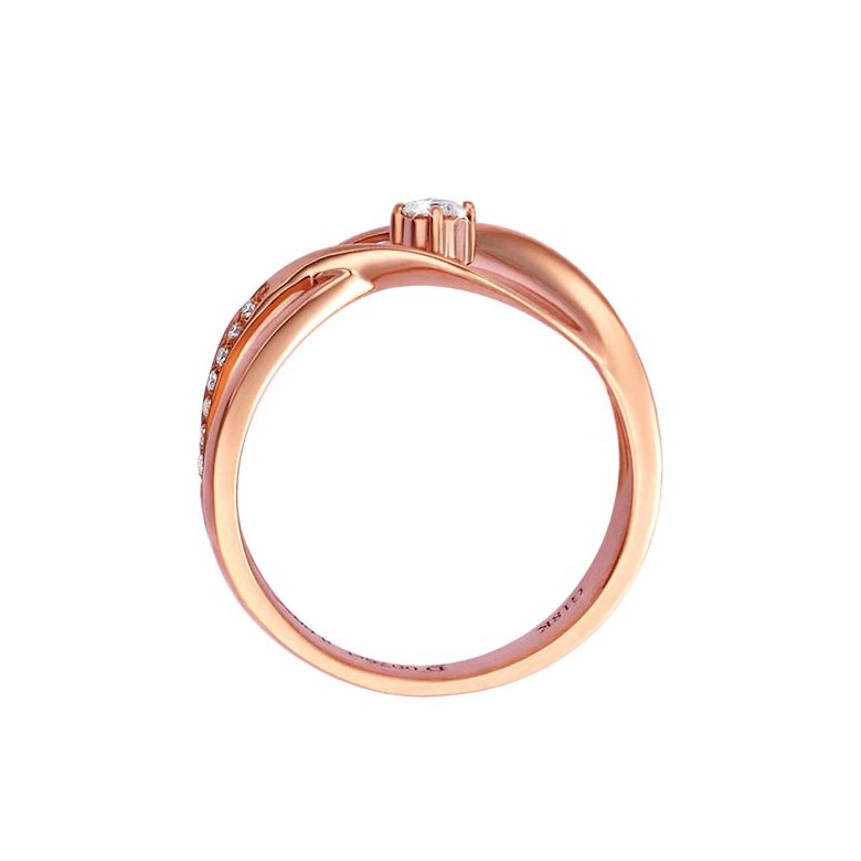 Bague fiançaille en or rose 750/1000 - Diamants 0.15ct - 4