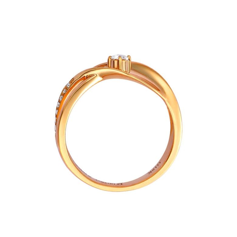 Bague fiançaille en or jaune 750/1000 - Diamants 0.15ct - 4