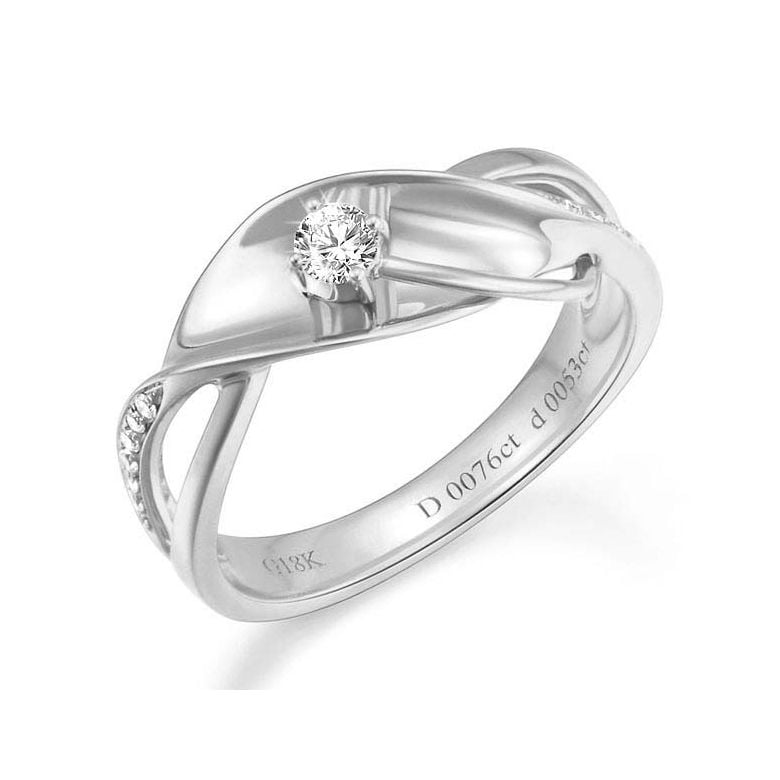 Bague fiançaille en or blanc 750/1000 - Diamants 0.15ct - 1