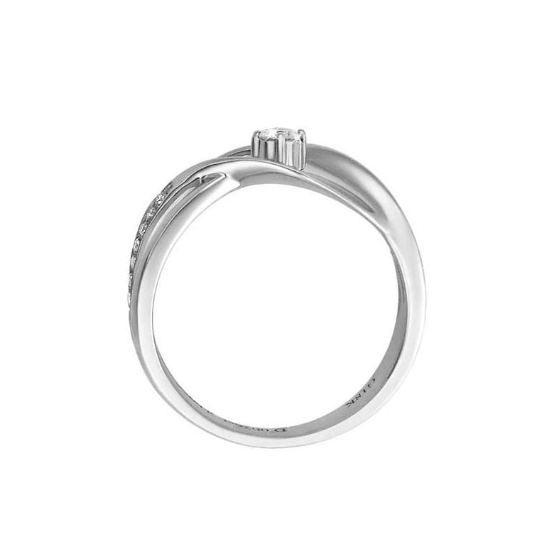 Bague fiançaille en or blanc 750/1000 - Diamants 0.15ct - 4