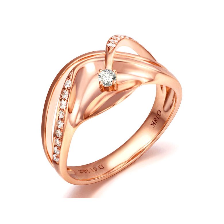 Bague or diamant - Or rose 18 carats - Diamants 0.109ct - 1