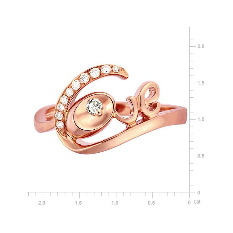 Bague Love - Bague or rose originale 18cts - Diamants 0.095ct - 2