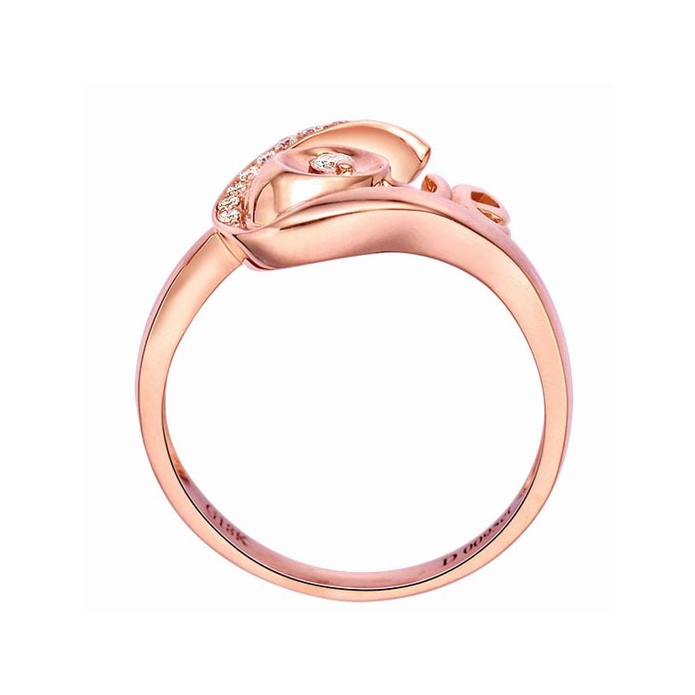 Bague Love - Bague or rose originale 18cts - Diamants 0.095ct - 5