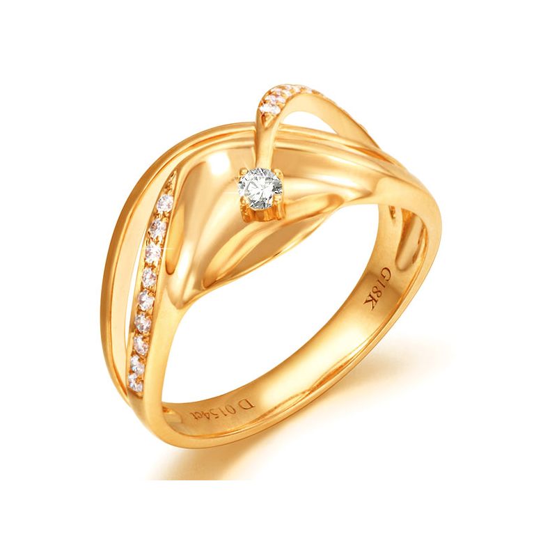 Bague or diamant - Or jaune 18 carats - Diamants 0.109ct - 1