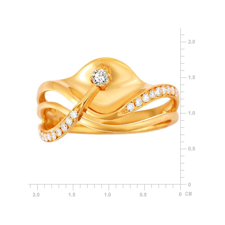 Bague or diamant - Or jaune 18 carats - Diamants 0.109ct - 3
