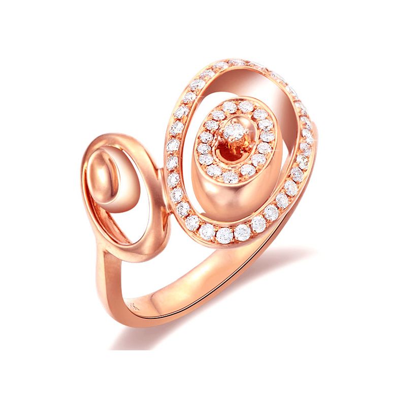 Bague Love - Bague moderne en or rose - 45 Diamants de 0.283ct - 1