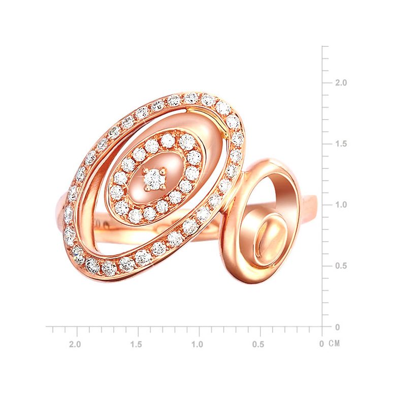 Bague Love - Bague moderne en or rose - 45 Diamants de 0.283ct - 2