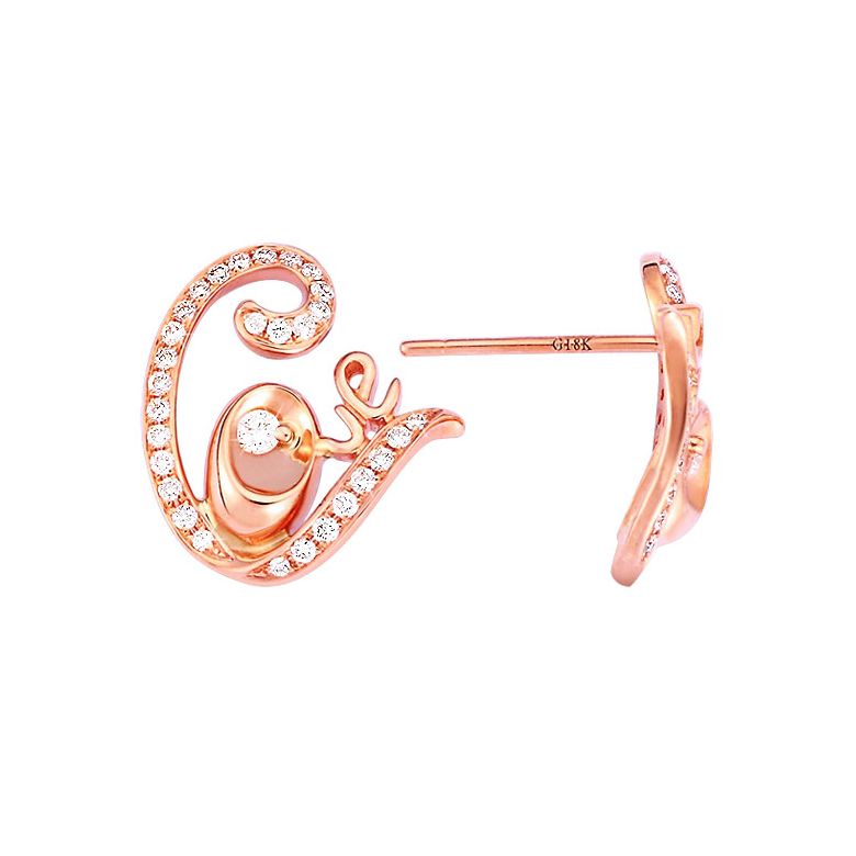 Boucles d'oreilles contemporaines Love en or rose - Diamants 0.35ct - 1