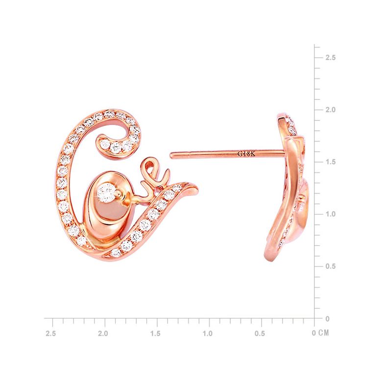Boucles d'oreilles contemporaines Love en or rose - Diamants 0.35ct - 2