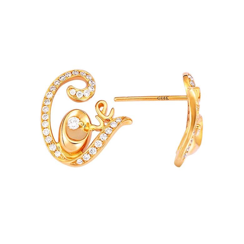 Boucles d'oreilles pendants or jaune et diamants - Collection LOVE - 1