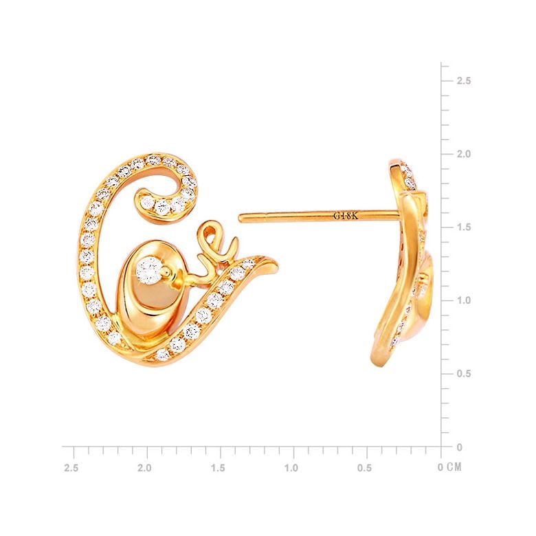 Boucles d'oreilles pendants or jaune et diamants - Collection LOVE - 2