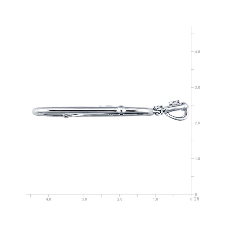 Pendentif végétal raffiné - Bambou incurvé or blanc - Diamants 0.20ct - 2