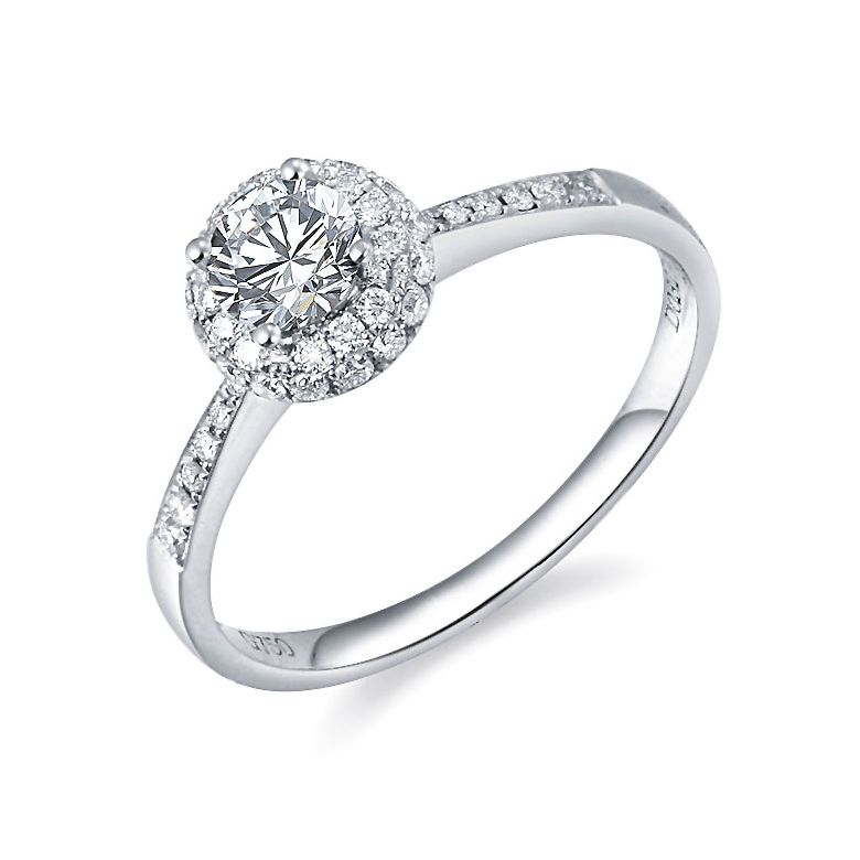 Solitaire bague de fiancaille - Or blanc 18cts - 51 Diamants 0.58ct | Gemperles - 1