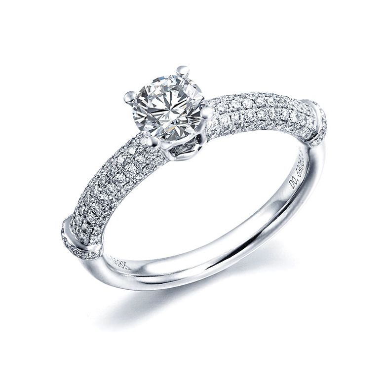 Solitaire Bambou Prestige - Bague en Or Blanc & Diamants 0.93ct | Gemperles - 1