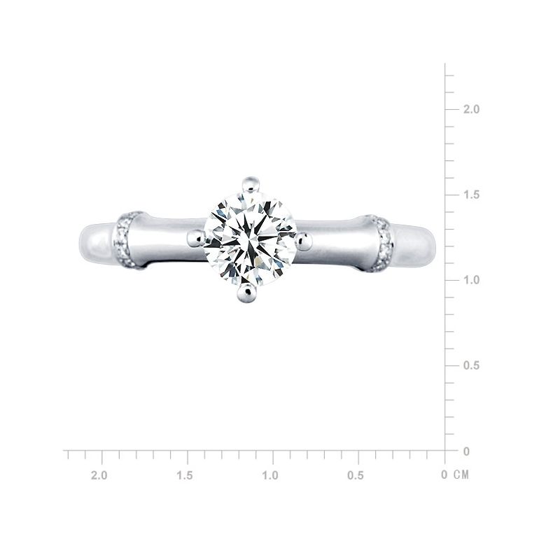 Bague Solitaire Bambou Végétal - Or Blanc & Diamants 0.54ct | Gemperles - 2