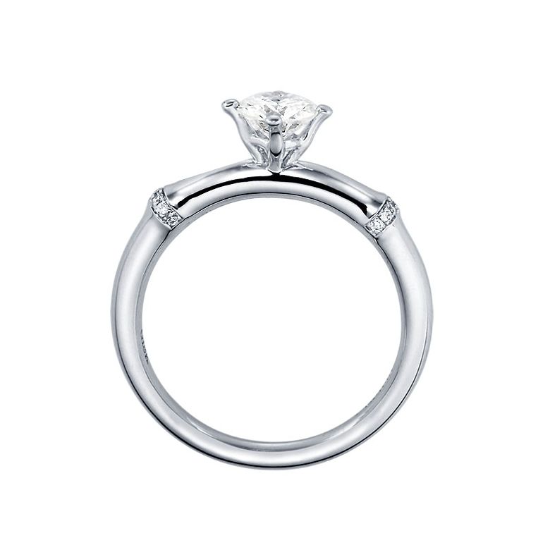 Bague Solitaire Bambou Végétal - Or Blanc & Diamants 0.54ct | Gemperles - 3