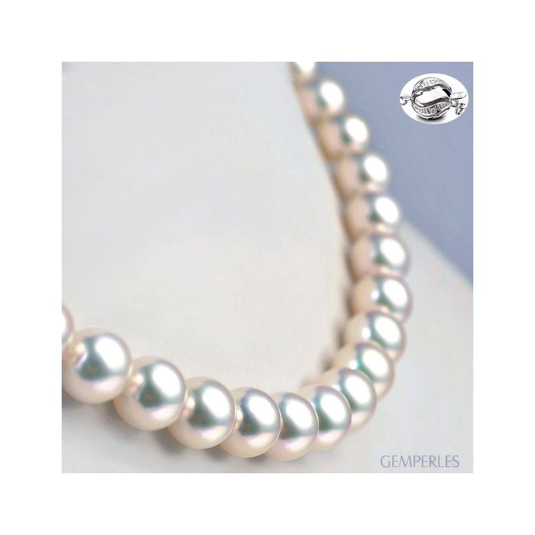 Collier luxe haute joaillerie - Perles fines Akoya Japon - 9/9.5mm - 1