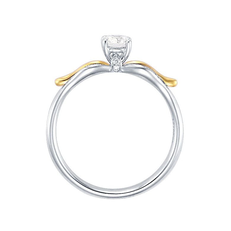 Bague de Fiancaille Cassandre - Solitaire Accompagnée Or Blanc & Jaune | Gemperles - 4
